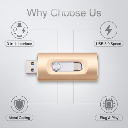 📱💻 3-in-1 univerzális flash meghajtó⚡ Gyors plug-and-play + fémház + 2 TB-ig!