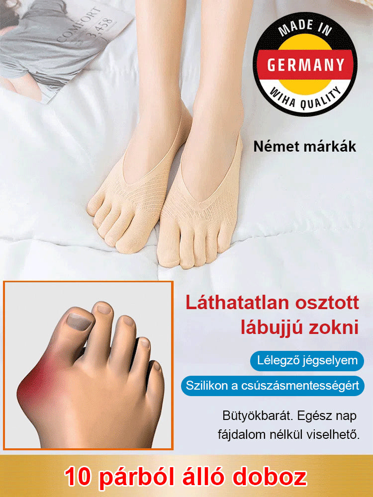 🔥🔥8 pár+2 pár ingyenes🌸💨 Láthatatlan, légáteresztő zokni🧦✨ Német minőségű bársony ötujjú zokni: 24 órás fájdalommentes lábajánlat!