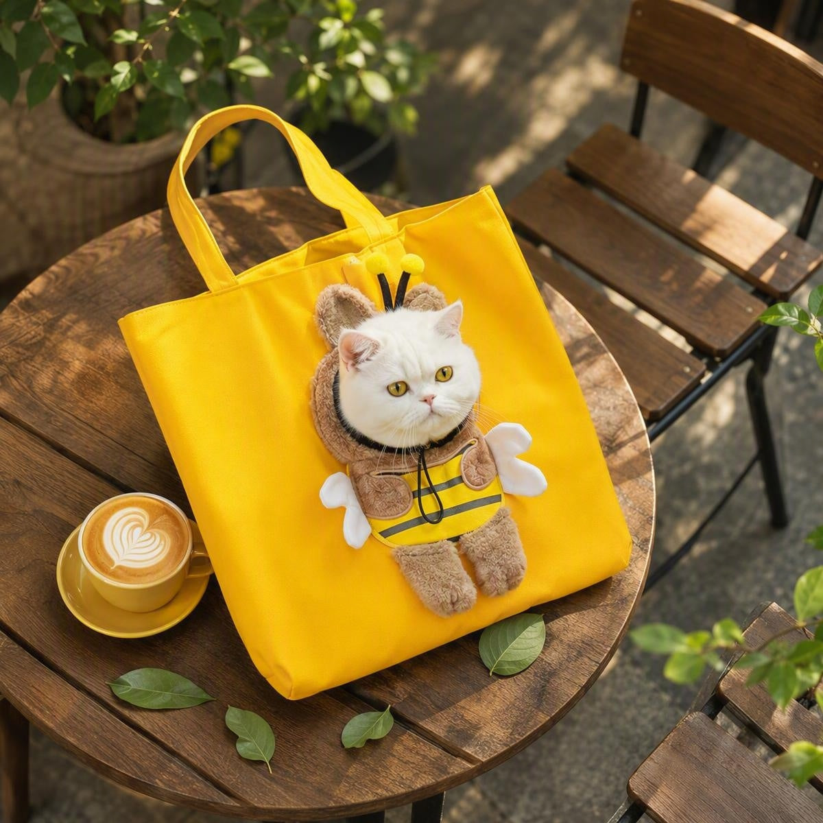🐝🐱 Méh alakú macskahordozó – Légáteresztő kivágott ablakkal, könnyű vászon anyagból, M és L méretben! 🛡️✨