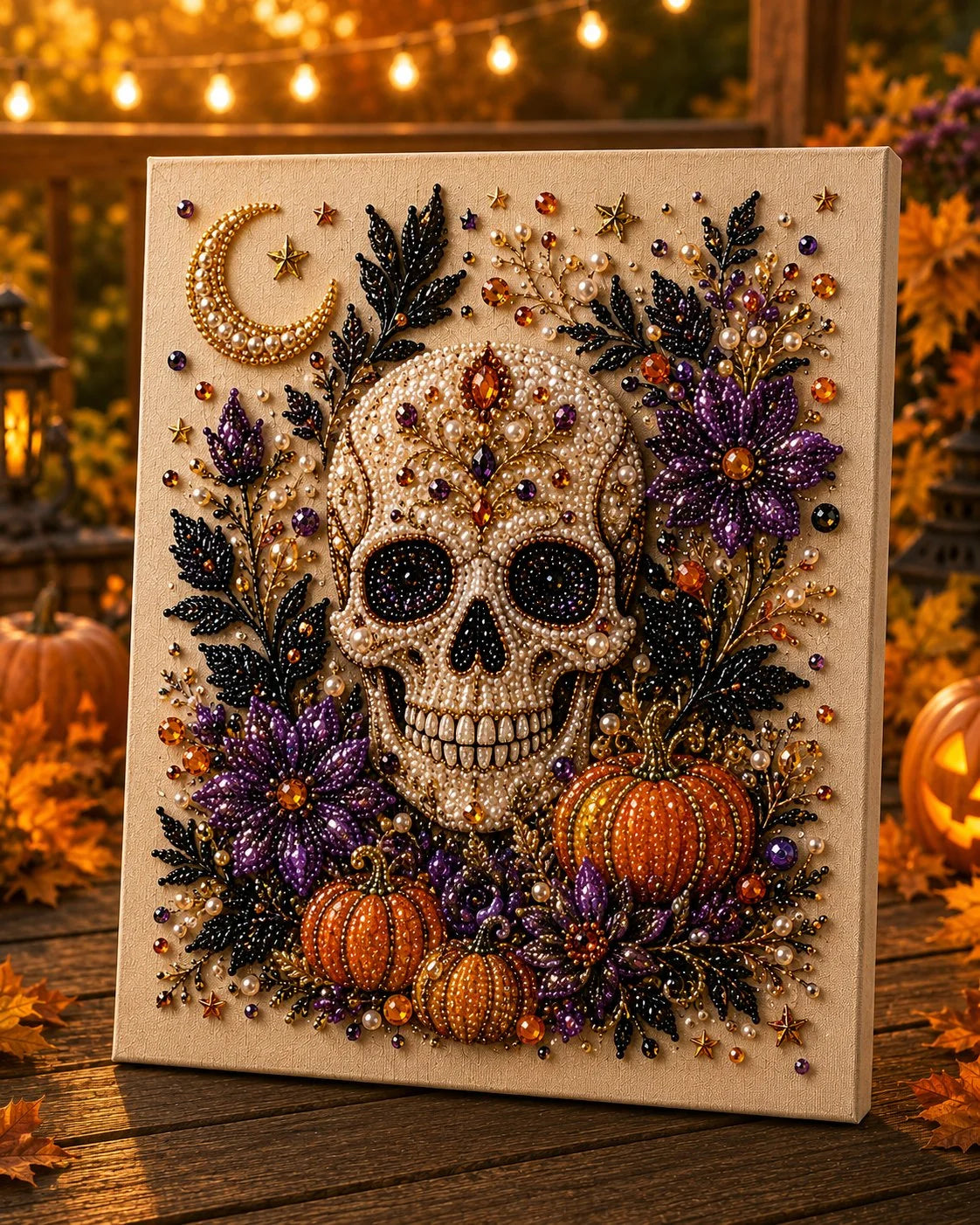 🎃✨ Halloween-i 3D gyöngyös mozaik készlet – Aranyos szellemek, tökök és félhold – Kezdőknek is! 👻🖼️
