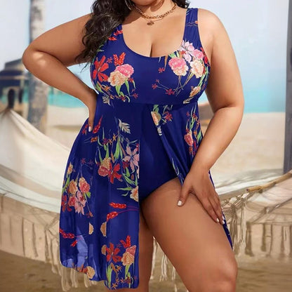 🎉2026-os nyári újdonságok👙🌸 A-vonalú szoknyás egyrészes fürdőruha – Hascontrol, erősített melltartó, XL–5XL-ig! 🌊✨