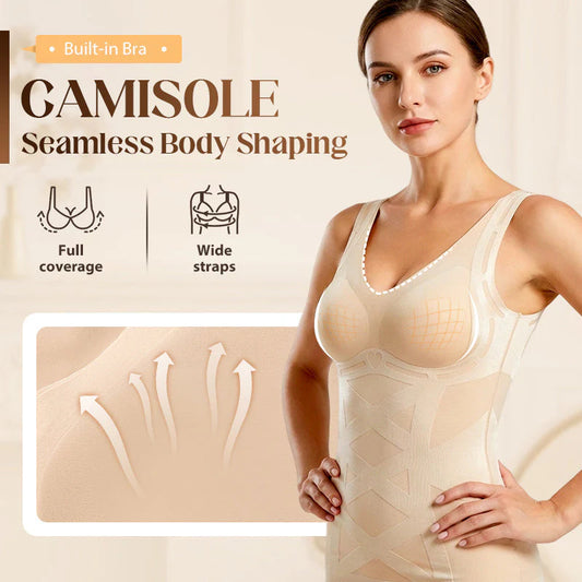 👚Bezešvý Formáló Top – Integrált Melltartó + X-alakú Derékfókusz!