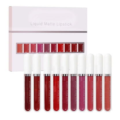 💄✨ 10 részes matt folyékony rúzs szett – Vízálló, egész nap tartó, hidratáló, E-vitaminnal és természetes olajokkal! 🌸💋
