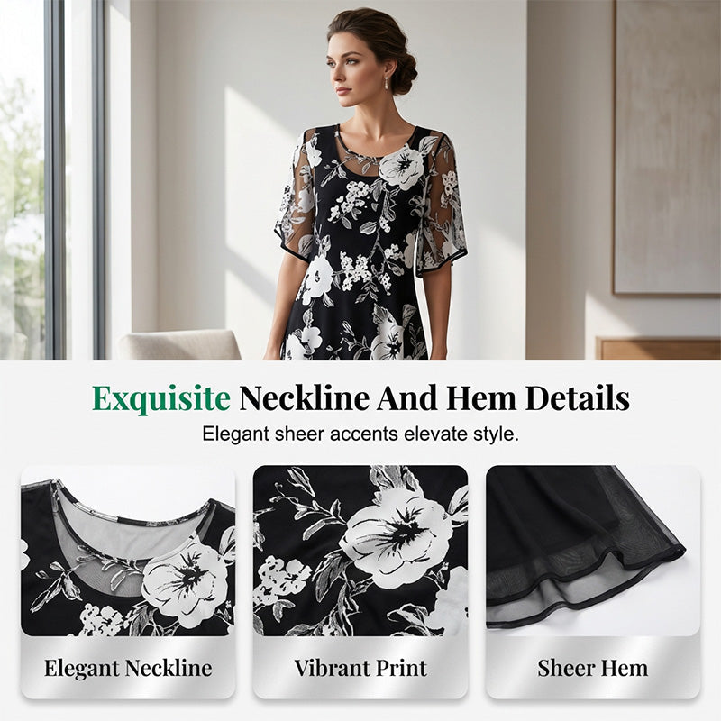 👗🌸 Virágmintás sifonruha – Prémium légáteresztő, átlátszó szövet, S–3XL-ig! ✨💃