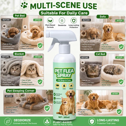 🐕🌿 3 az 1-ben bolha- és atkairtó spray – Növényi összetétel, hosszú távú védelem, 300 ml! 🐱✨