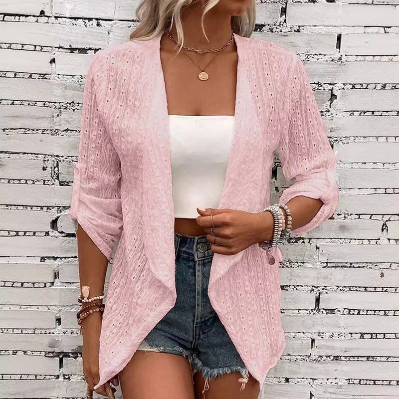 📿Ingyenes rózsa nyaklánc🌿💃 Könnyű nyári réteges kardigán – Háromnegyedes ujjal, S–3XL-ig – Minden alkalomra! 🛍️🌟