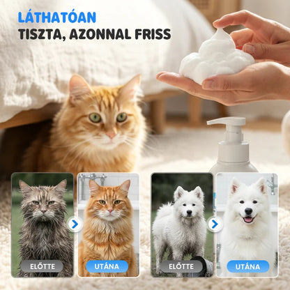 🐕🧴 Habzó sampon kisállatoknak – 3 lépéses tisztítás, pH-egyensúlyozott, természetes hipoallergén összetevőkkel! 🐱✨