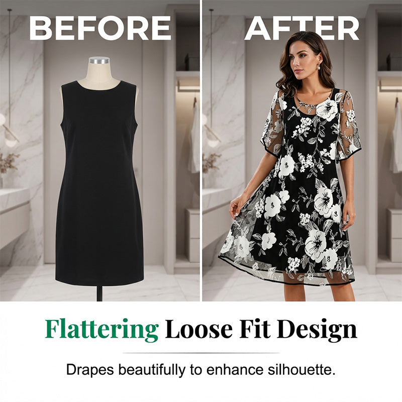 👗🌸 Virágmintás sifonruha – Prémium légáteresztő, átlátszó szövet, S–3XL-ig! ✨💃