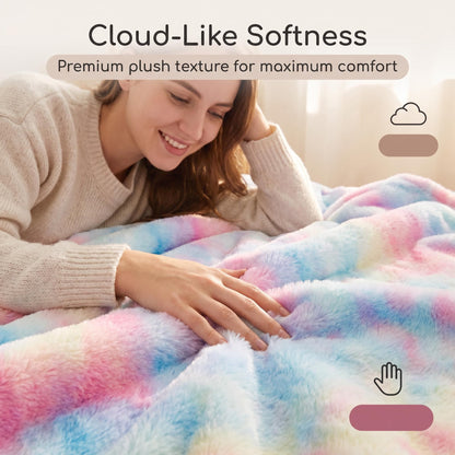 🌈 Élénk tie-dye minta + rendkívül puha plüss szövet🛋️ Minden évszakra alkalmas – Könnyű melegség, mosógépben mosható！