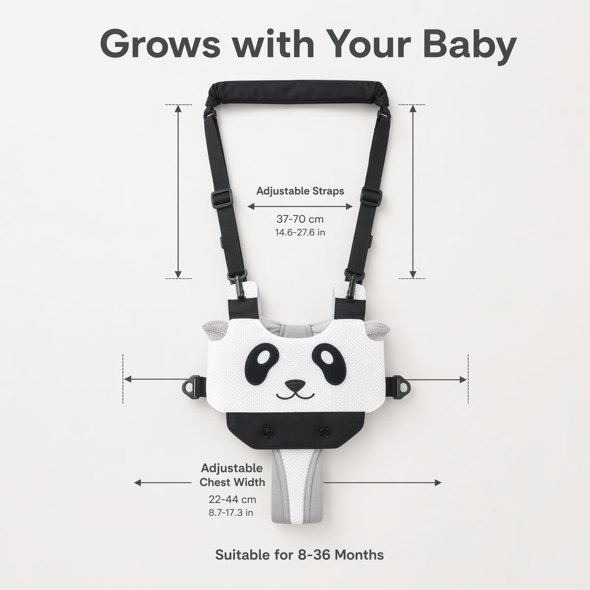 👶🐼 Hárompontos támasztórendszerű járáskorlátozó – Támogatja az első lépéseket, védi a baba gerincét! 🌿✨