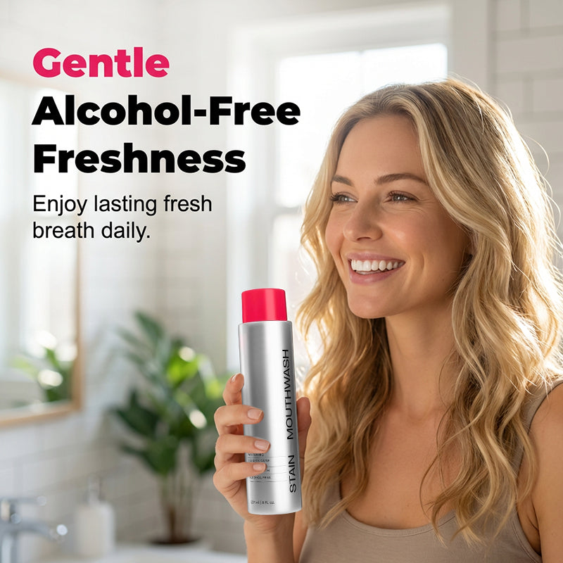🎁1+1 INGYEN💧 Mentás frissítő szájöblítő🌿 Alkoholmentes fogfehérítő szájvíz – Makacs foltok eltávolítása！