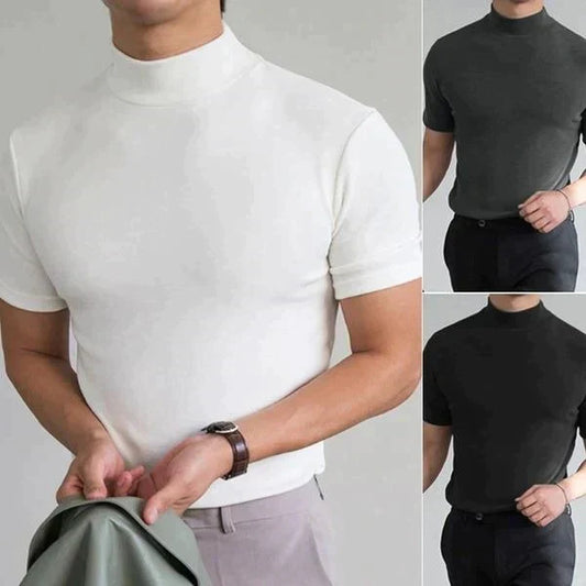 🔥1+1 ingyenes👕 Magas gallér férfi póló🌿 Lélegző anyag – Elegáns mindennapi viselet minden férfinak!