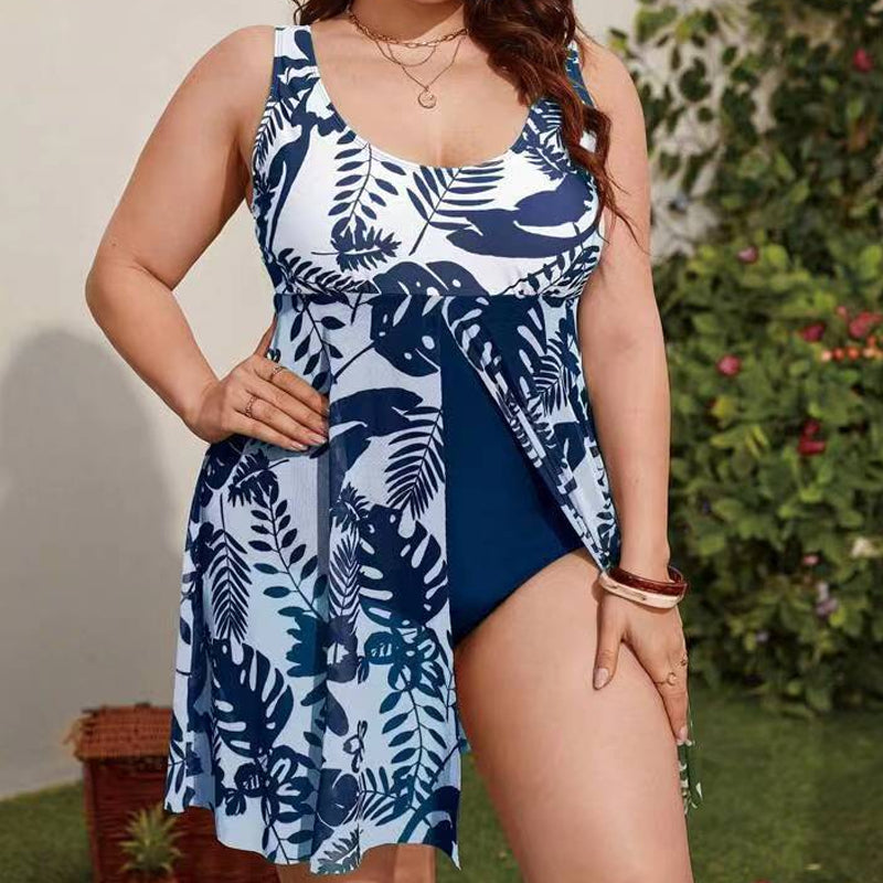 🎉2026-os nyári újdonságok👙🌸 A-vonalú szoknyás egyrészes fürdőruha – Hascontrol, erősített melltartó, XL–5XL-ig! 🌊✨