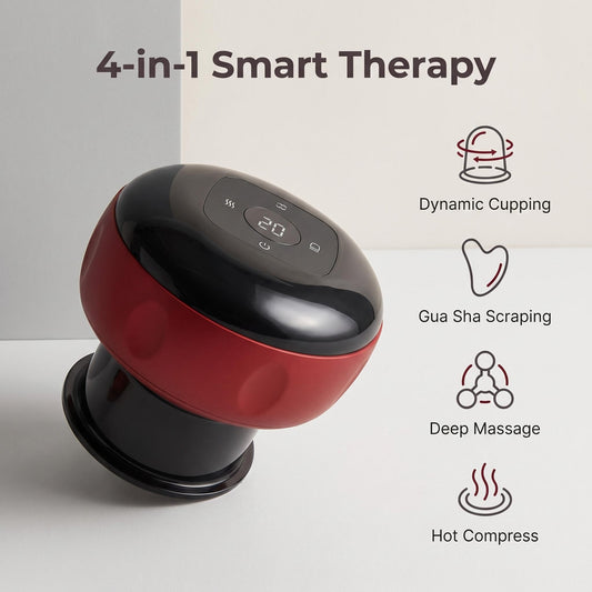 💆 4 az 1-ben intelligens terápiás készülék🔥Kúpterápia + gua sha + masszázs + hőterápia🛡️Állítható negatív nyomás + PI-fűtés🎯