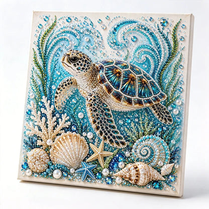 🐚✨ Tengeri élőlények DIY gyöngyfestő készlet – Ragyogó műgyöngyökkel, 8 mintában! 🎨💎