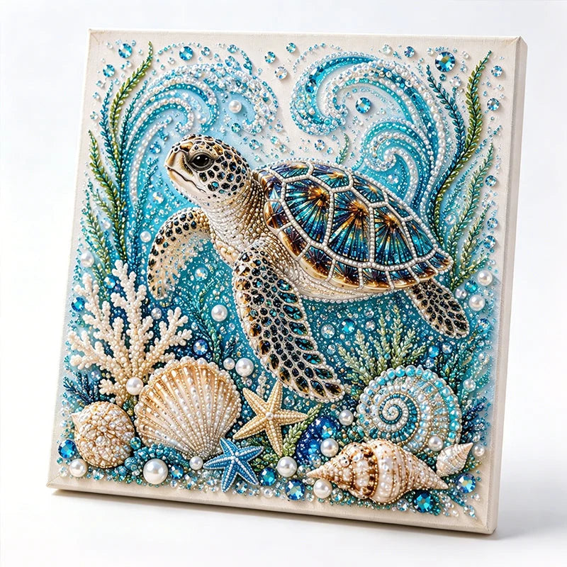 🐚✨ Tengeri élőlények DIY gyöngyfestő készlet – Ragyogó műgyöngyökkel, 8 mintában! 🎨💎