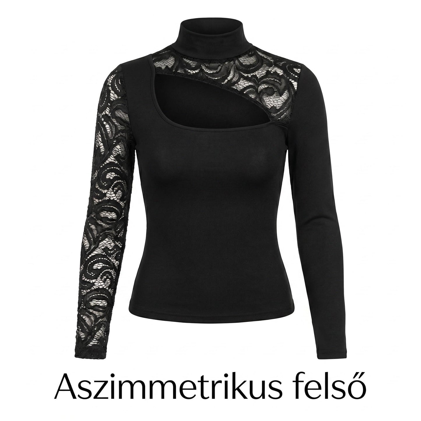 😍2026 tavaszi újdonságok🎁Ingyenes ajándék-📿Gyönyörű nyaklánc✨ Aszimmetrikus csipkés slim fit felső –  Elegáns, merész és nőies minden alkalomra!