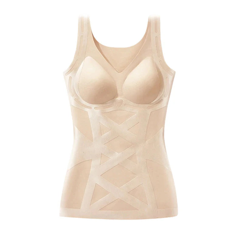 👚Bezešvý Formáló Top – Integrált Melltartó + X-alakú Derékfókusz!