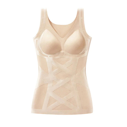 👚Bezešvý Formáló Top – Integrált Melltartó + X-alakú Derékfókusz!