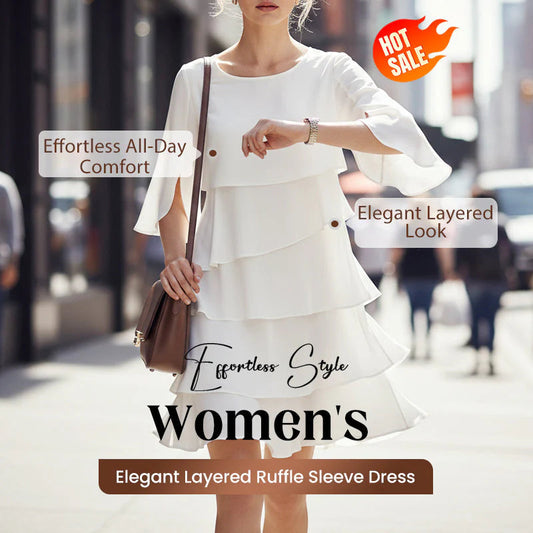 😜40% árcsökkentés👗🌸 Elegáns réteges környakú ruha – Lebegő sziluett, sokoldalú egyszínű, S–3XL-ig! ✨💃