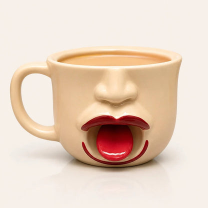 ☕😜 3D-s arcképes vicces bögre – Kinyújtott nyelvű design, prémium kerámia, C-alakú fogantyú! ✨🎁