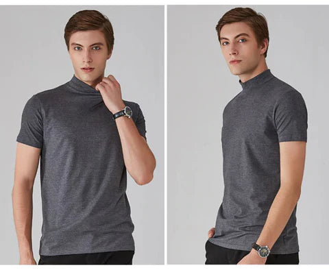 🔥1+1 ingyenes👕 Magas gallér férfi póló🌿 Lélegző anyag – Elegáns mindennapi viselet minden férfinak!