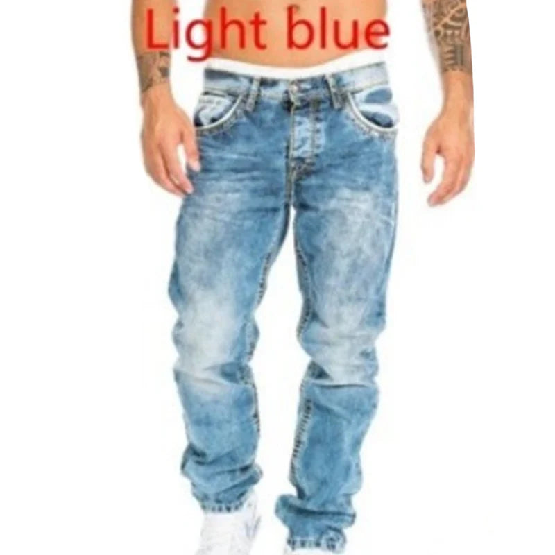 🎁Ingyenes ajándék👖 Tartós vintage farmernadrág✨ Laza denimből készült nadrág – Egyedi mosott hatás és kontrasztos díszvarrás！