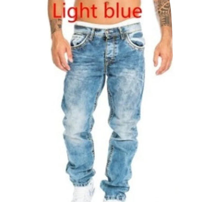 🎁Ingyenes ajándék👖 Tartós vintage farmernadrág✨ Laza denimből készült nadrág – Egyedi mosott hatás és kontrasztos díszvarrás！