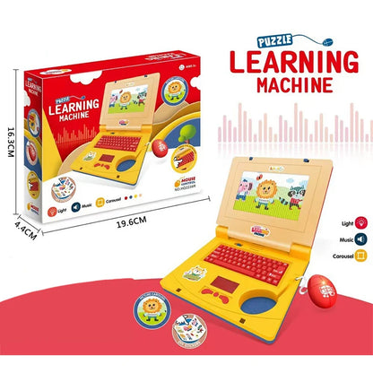 💻✨ Interaktív játék-laptop gyerekeknek – Görgető képernyő, vidám zene, finommotorika fejlesztése, 3 éves kortól! 🎵👶