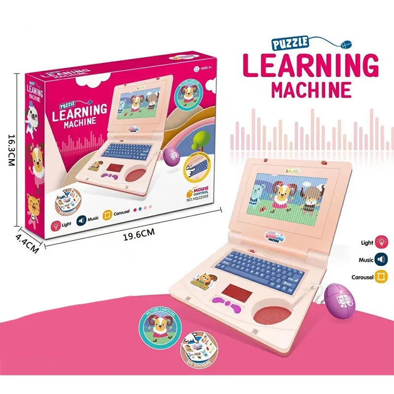 💻✨ Interaktív játék-laptop gyerekeknek – Görgető képernyő, vidám zene, finommotorika fejlesztése, 3 éves kortól! 🎵👶