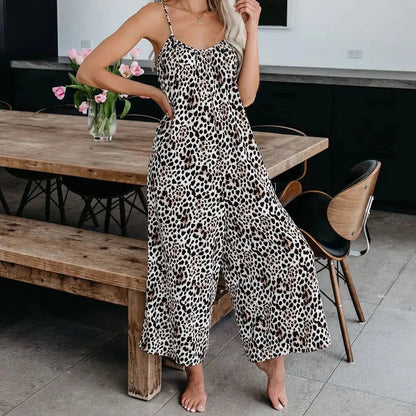 📿Ingyenes gyönyörű nyaklánc☀️ Ujjatlan, légies női együttes🌈 Batikolt & nyomatos spagetti pántos jumpsuit – Laza, széles szárú és nyári kényelem!