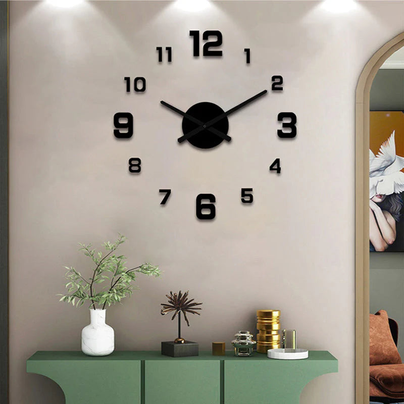🕰️ 3D-s akril falióra🌙 Fényvisszatükröző funkció, sötétben is látható✨Öntapadó hátlap, nyomot nem hagyó rögzítés!
