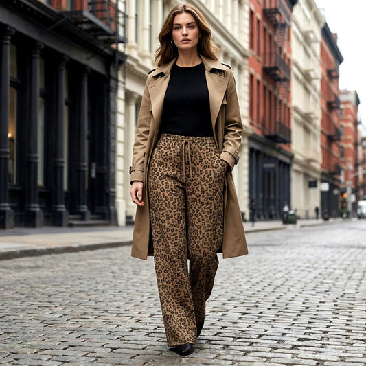 😜35% árcsökkentés👍2026 Új modell🐆 Magas derékes leopard mintás nadrág – Trendi stílus és maximális kényelem!