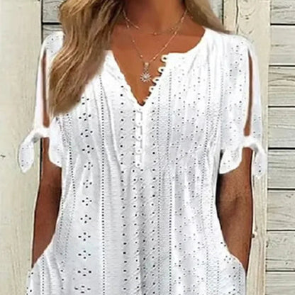 🎁Ingyenes gyönyörű nyaklánc👗 V-nyakú mintás női ruha 💨 Légáteresztő nyári ruha!