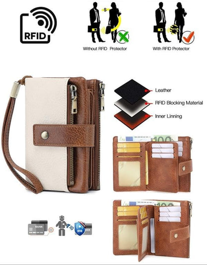 💼 Kétszínű PU bőr pénztárca🔒 RFID védett női pénztárca – Adatvédelem és elegancia egyben!