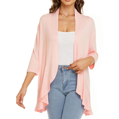 🌟🌸 Elegáns nyitott kardigán szett – Fodros szegéllyel, háromnegyedes ujjakkal, S–3XL-ig, 4 színben! ✨💃