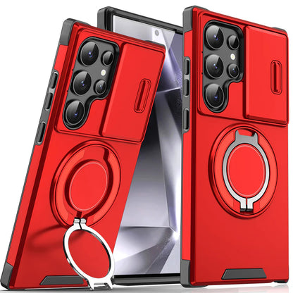 📱🔒Samsung 3 az 1-ben mágneses védőtok – kiemelt kamerafedél + állvány + teljes körű védelem.