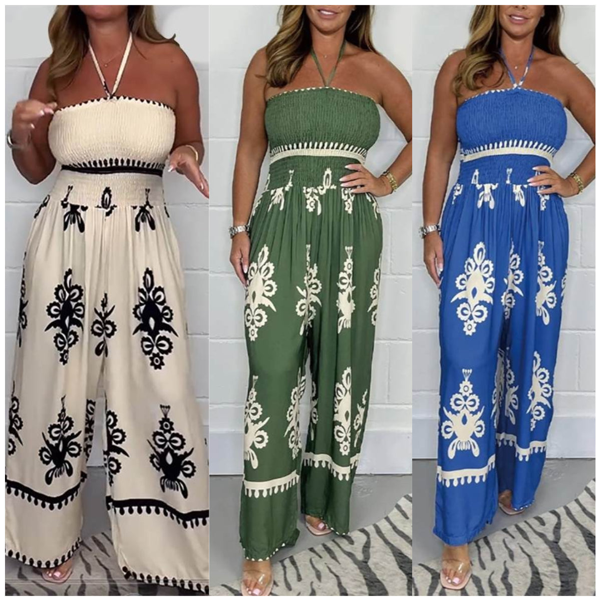 😍2026-os csőtopos🎁 Ajándék nyaklánc! Magas derékú Bardot jumpsuit✨ Nyári laza jumpsuit elöl csomózható kialakítással – Strandhoz, randira és nyaraláshoz tökéletes!