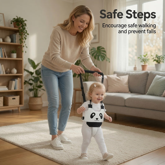 👶🐼 Hárompontos támasztórendszerű járáskorlátozó – Támogatja az első lépéseket, védi a baba gerincét! 🌿✨