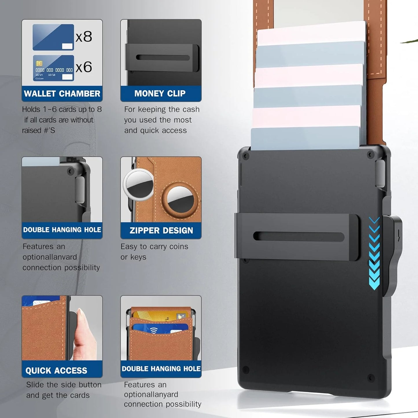 👍2026 Új modell💳AirTag-hez készült minimalista pénztárca – RFID védelemmel és pop-up kártyatartóval!