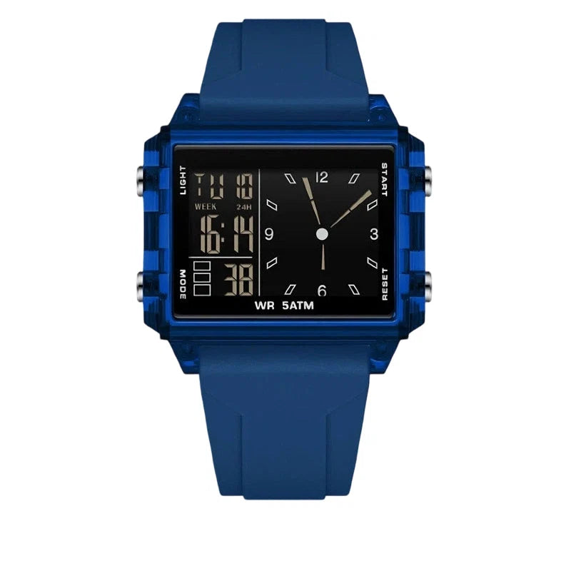 ⌚✨ Átlátszó, 50 méterig vízálló digitális karóra – ABS + szilikon + akril – Világos LED-kijelző és matt kivitel sportoláshoz🛡️💪