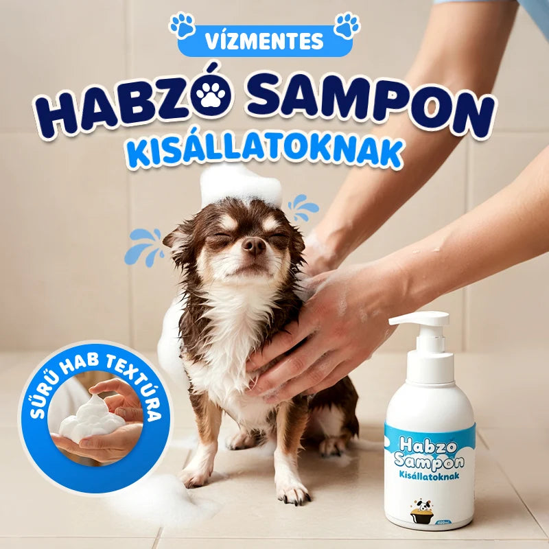 🐕🧴 Habzó sampon kisállatoknak – 3 lépéses tisztítás, pH-egyensúlyozott, természetes hipoallergén összetevőkkel! 🐱✨