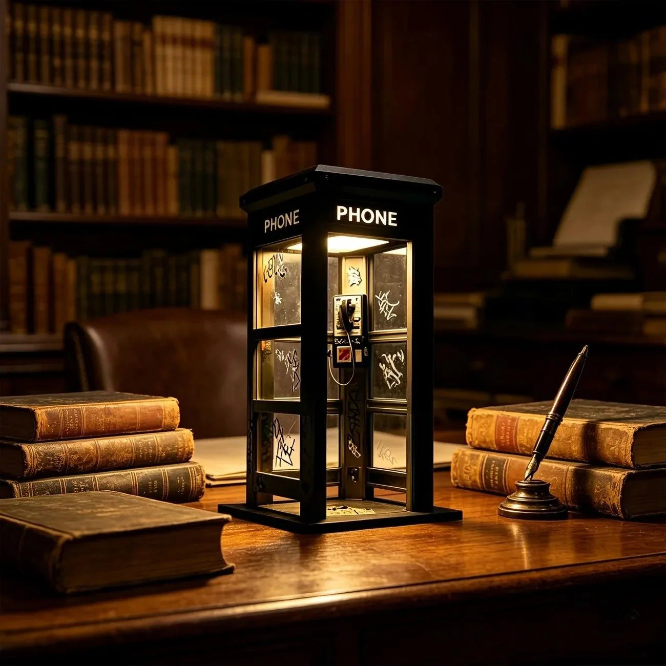 🔥🔝 Legnépszerűbb termékek📞 Urban Noir telefonfülke lámpa – Retro elegancia kortárs utcai művészettel🎁🌆