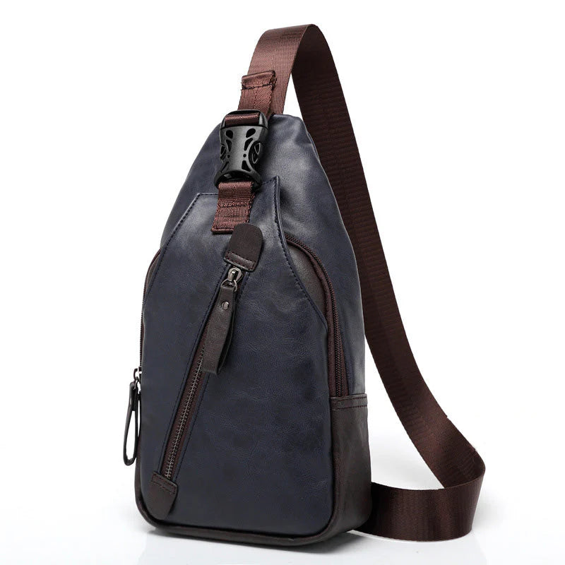 👝 Premium PU bőr mellkasi táska – Több rekesz, állítható vállpánt 🎒Mellkasként, válltáskaként vagy kézitáskaként