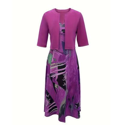 🎁Ingyenes ajándék-📿Gyönyörű nyaklánc👗🌸Két részes női szett – Kardigán + ujjatlan ruha, elegancka minden alkalomra!