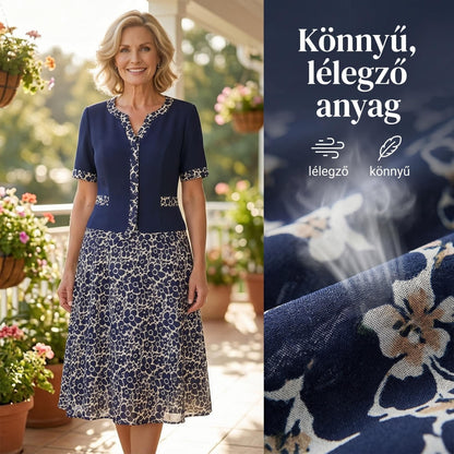 🎁Ingyenes ajándék -📿Gyönyörű nyaklánc🎉50% árcsökkentés🧥👗 Kétrészes hatású virágmintás ruha🌸✨ A-vonalú virágmintás ruha – a könnyed elegancia maga, minden testalkatra!