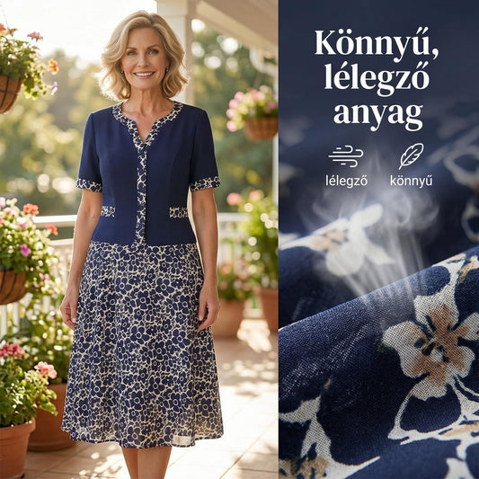 🎁Ingyenes ajándék -📿Gyönyörű nyaklánc🎉50% árcsökkentés🧥👗 Kétrészes hatású virágmintás ruha🌸✨ A-vonalú virágmintás ruha – a könnyed elegancia maga, minden testalkatra!