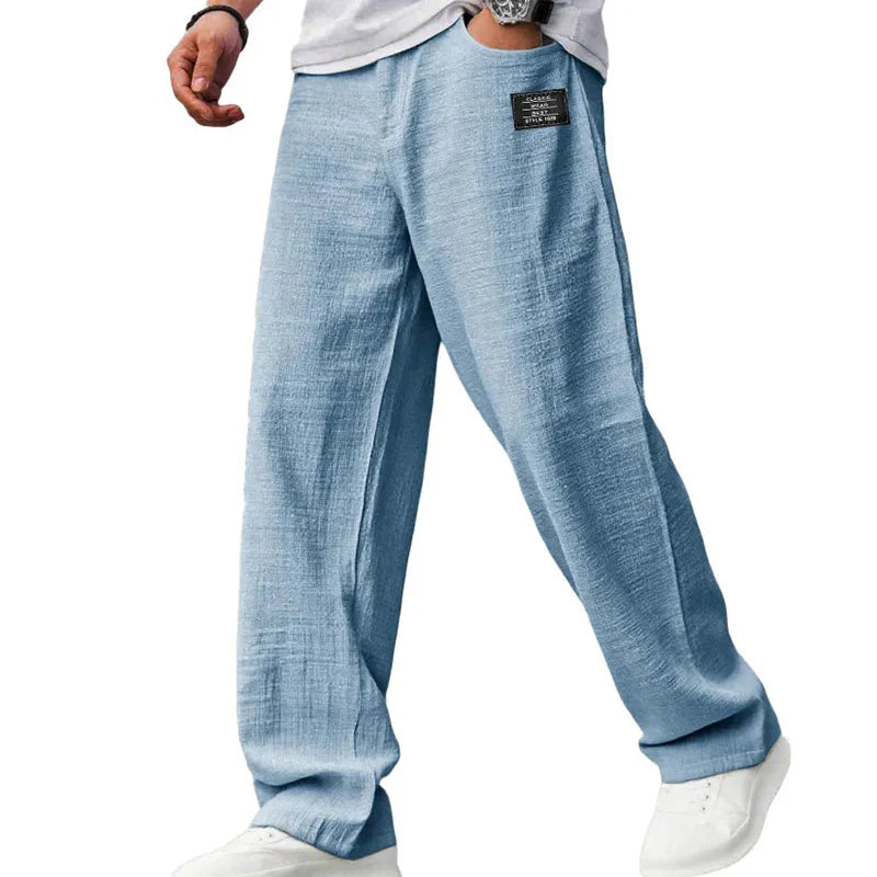 📿Ingyenes gyönyörű karkötő💕Korlátozott ideig 70% kedvezmény!!🌬️✨ Férfi pamut-len széles szárú nadrág👖🌞 Kiváló minőségű len-pamut keverékből készült, széles szárú nadrág – a strandtól az irodáig, könnyedén illeszkedik mindenféle stílushoz!