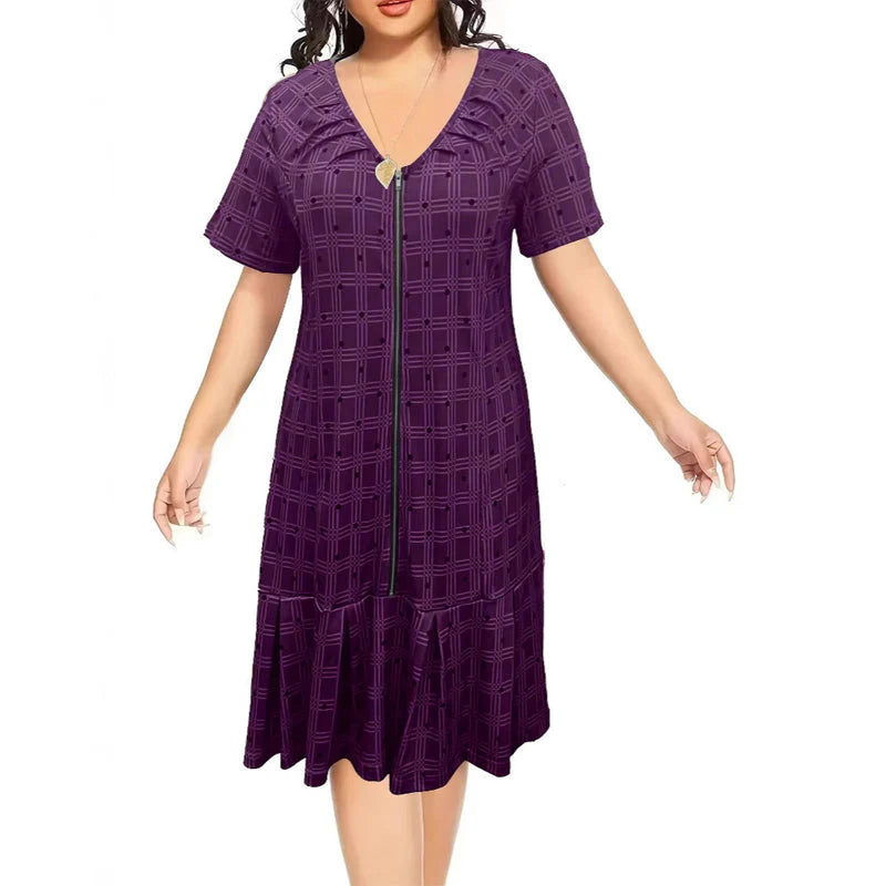 😍2026 tavaszi újdonságok💥50% árcsökkentés 👗 Plus Size lélegző ruha✨ Állítható V-kivágásos ruha – Plisszírozott ruflesz alj, nőies és sokoldalú!