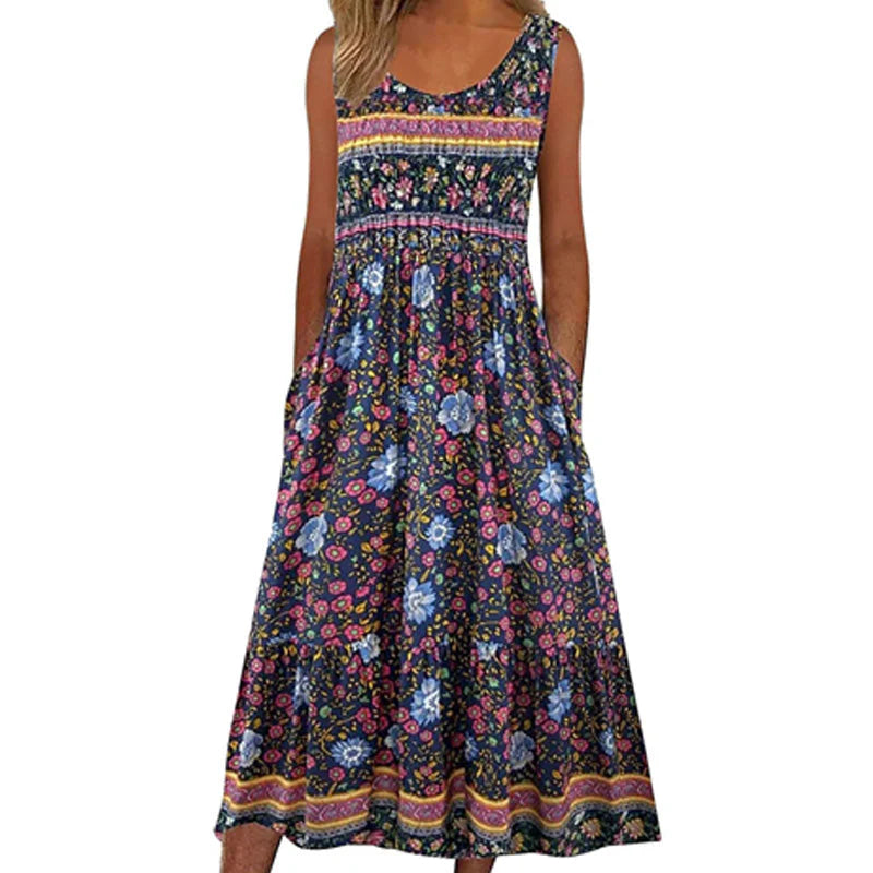 😊50% kedvezmény📿Ingyenes gyönyörű nyaklánc🌸 Virágmintás hosszú ujjatlan ruha – Lélegző, puhaság és nyári elegancka!
